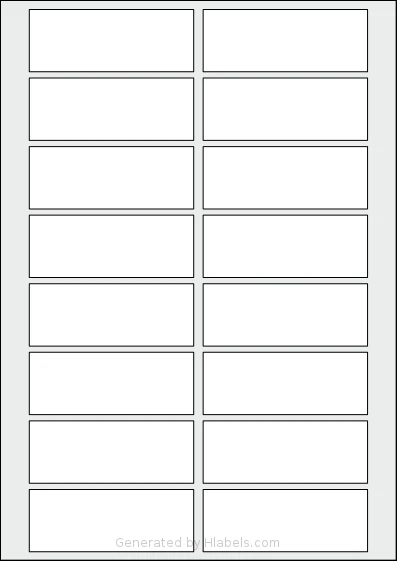 AALabels® AAH016 Template AALabels® AAH016 template with 16 rectangular 87 x 33 millimeter labels per sheet, on A4-size adhesive blank label sheets.