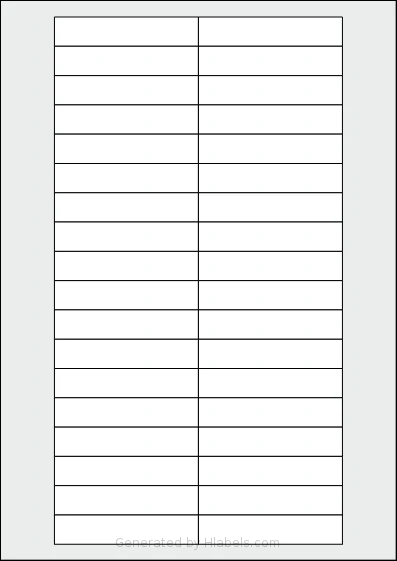 AALabels® AAH036 Template AALabels® AAH036 template with 36 rectangular 76.2 x 15.5 millimeter labels per sheet, on A4-size adhesive blank label sheets.
