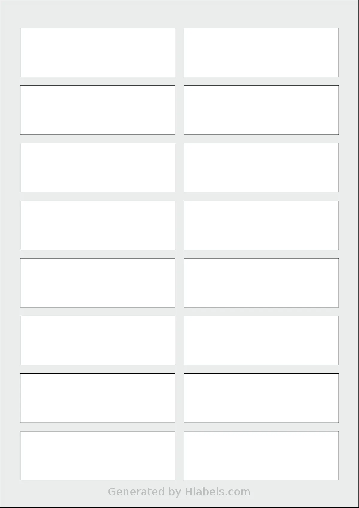 AALabels® AAI016 template with 16 rectangular 90.656 x 28.679 millimeter labels per sheet, on A4-size adhesive blank label sheets.