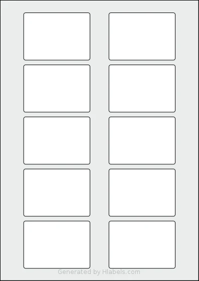 AALabels® AAJ010 template with 10 rectangular 70 x 50 millimeter labels per sheet, on A4-size adhesive blank label sheets.