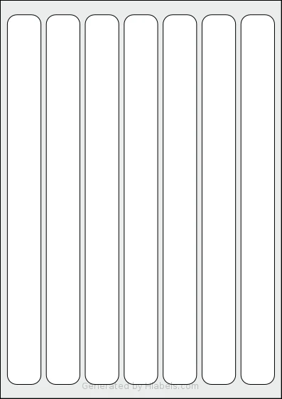 AALabels® AAK007 Template AALabels® AAK007 template with 7 rectangular 25 x 275 millimeter labels per sheet, on A4-size adhesive blank label sheets.