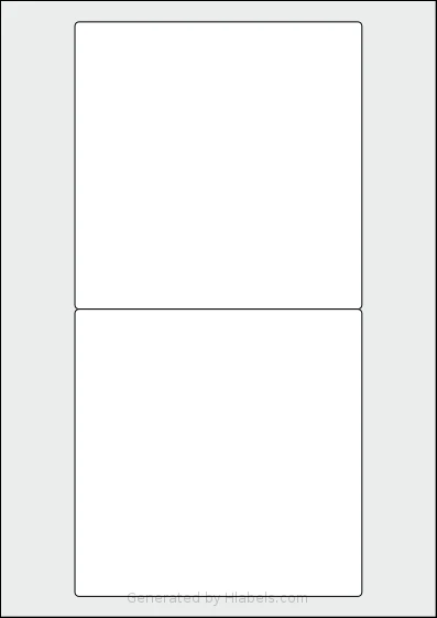 AALabels® AAM002 template with 2 square 138 x 138 millimeter labels per sheet, on A4-size adhesive blank label sheets.
