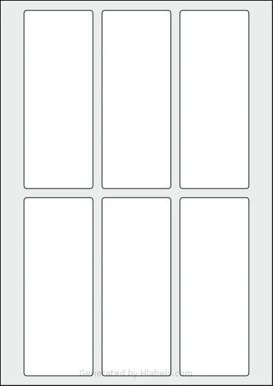 AALabels® AAM006 Template AALabels® AAM006 template with 6 rectangular 53 x 137 millimeter labels per sheet, on A4-size adhesive blank label sheets.