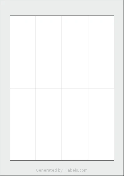 AALabels® AAQ008 template with 8 rectangular 44 x 122 millimeter labels per sheet, on A4-size adhesive blank label sheets.