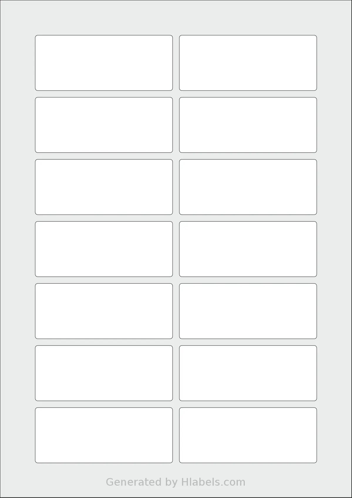 AALabels® AAQ014 template with 14 rectangular 82 x 33 millimeter labels per sheet, on A4-size adhesive blank label sheets.