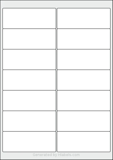 AALabels® AAR014 template with 14 rectangular 99.1 x 38.1 millimeter labels per sheet, on A4-size adhesive blank label sheets.