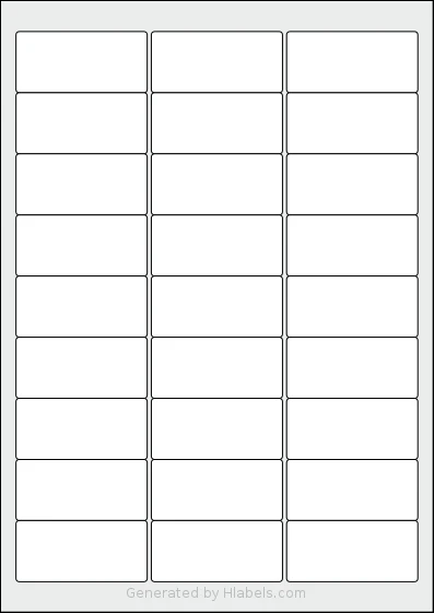 AALabels® AAR027 Template AALabels® AAR027 template with 27 rectangular 63.5 x 29.6 millimeter labels per sheet, on A4-size adhesive blank label sheets.