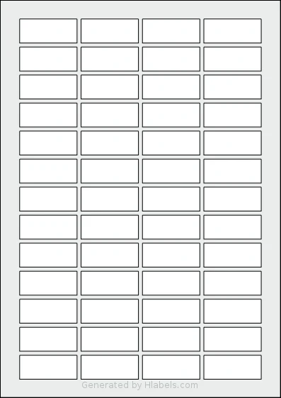AALabels® AARB052 Template AALabels® AARB052 template with 52 rectangular 42.9 x 17.9 millimeter labels per sheet, on A4-size adhesive blank label sheets.