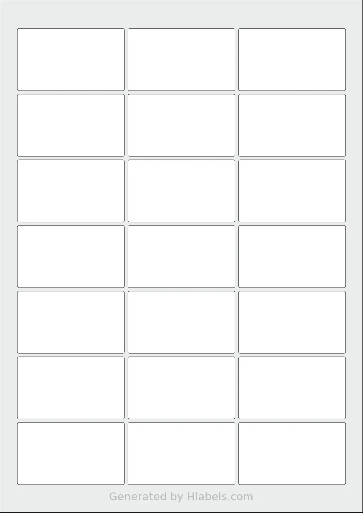 AALabels® AARE021 template with 21 rectangular 62 x 36 millimeter labels per sheet, on A4-size adhesive blank label sheets.