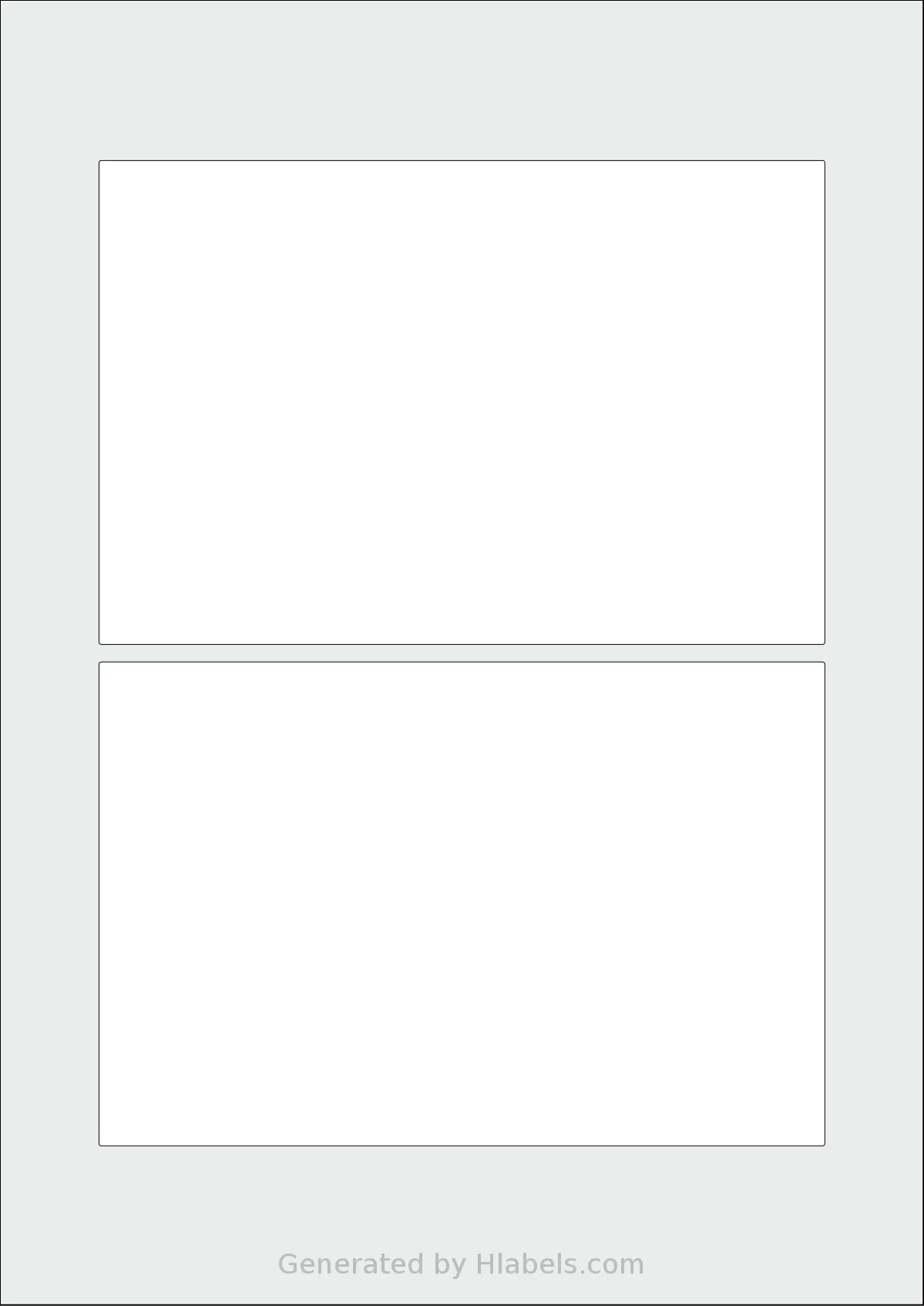 AALabels® AARF02 template with 2 rectangular 165 x 110 millimeter labels per sheet, on A4-size adhesive blank label sheets.