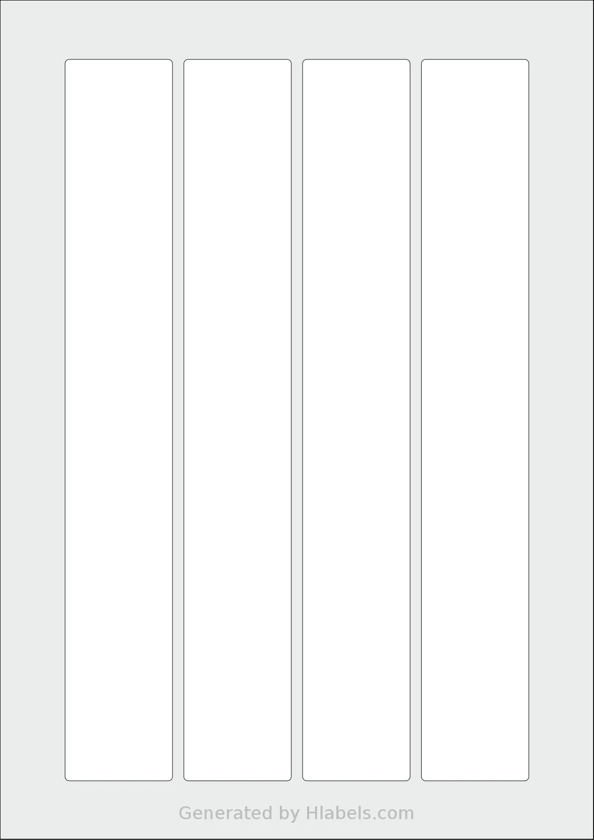 AALabels® AARG04 template with 4 rectangular 38 x 255 millimeter labels per sheet, on A4-size adhesive blank label sheets.