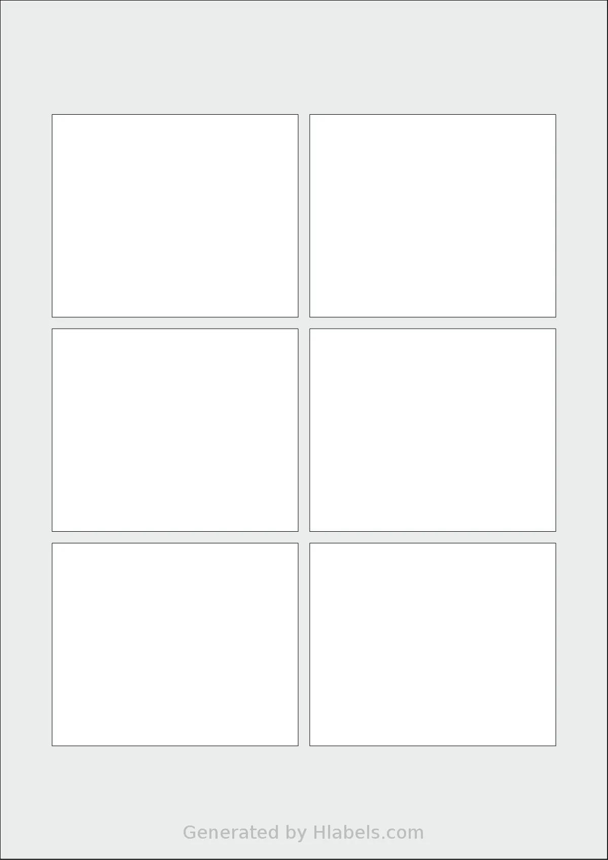 AALabels® AARJ06 template with 6 rectangular 85 x 70 millimeter labels per sheet, on A4-size adhesive blank label sheets.