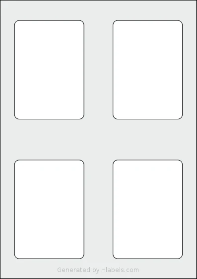 AALabels® AARK04 template with 4 rectangular 74 x 105 millimeter labels per sheet, on A4-size adhesive blank label sheets.