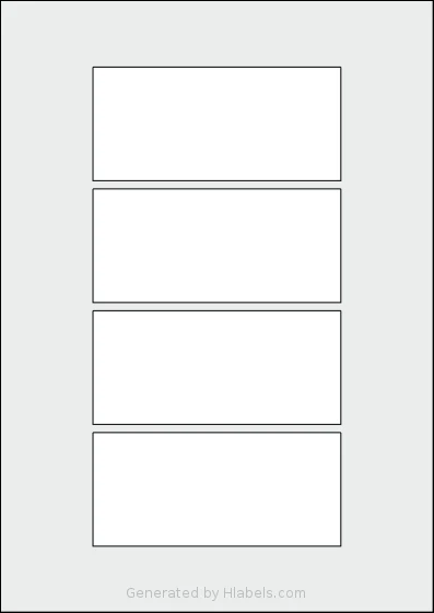 AALabels® AARP04 template with 4 rectangular 120 x 55 millimeter labels per sheet, on A4-size adhesive blank label sheets.
