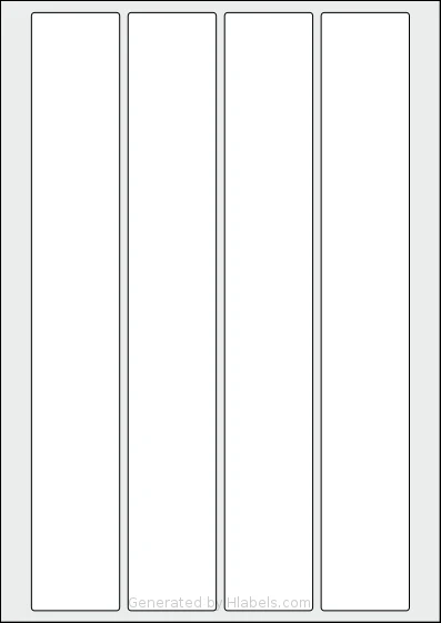 AALabels® AARW04 Template AALabels® AARW04 template with 4 rectangular 42 x 285 millimeter labels per sheet, on A4-size adhesive blank label sheets.