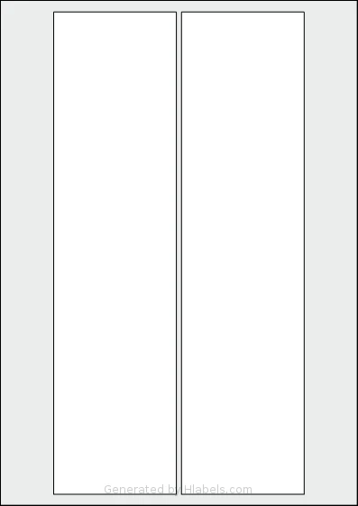 AALabels® AARZL002 template with 2 rectangular 72 x 283 millimeter labels per sheet, on A4-size adhesive blank label sheets.