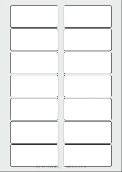 AALabels® AAS014 Template AALabels® AAS014 template with 14 rectangular 82 x 38 millimeter labels per sheet, on A4-size adhesive blank label sheets.
