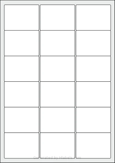 AALabels® AAS018 Template AALabels® AAS018 template with 18 rectangular 63.5 x 46.6 millimeter labels per sheet, on A4-size adhesive blank label sheets.