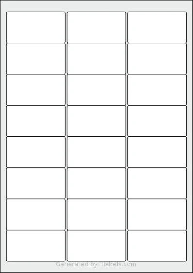 AALabels® AAS024 Template AALabels® AAS024 template with 24 rectangular 64 x 33.9 millimeter labels per sheet, on A4-size adhesive blank label sheets.