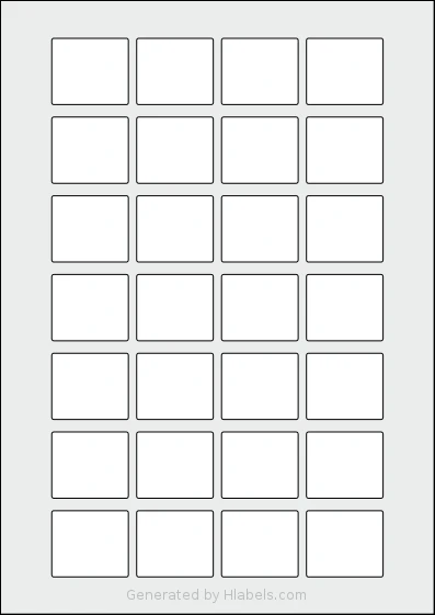 AALabels® AAS028 Template AALabels® AAS028 template with 28 rectangular 37 x 32 millimeter labels per sheet, on A4-size adhesive blank label sheets.