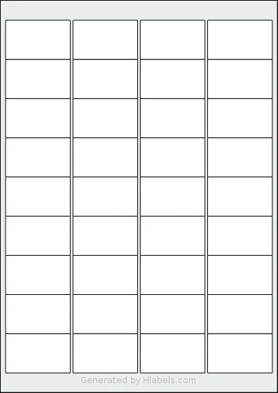 AALabels® AAS036 template with 36 rectangular 48.9 x 29.6 millimeter labels per sheet, on A4-size adhesive blank label sheets.