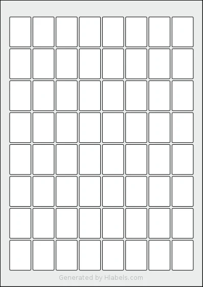 AALabels® AAS064 Template AALabels® AAS064 template with 64 rectangular 22 x 31 millimeter labels per sheet, on A4-size adhesive blank label sheets.
