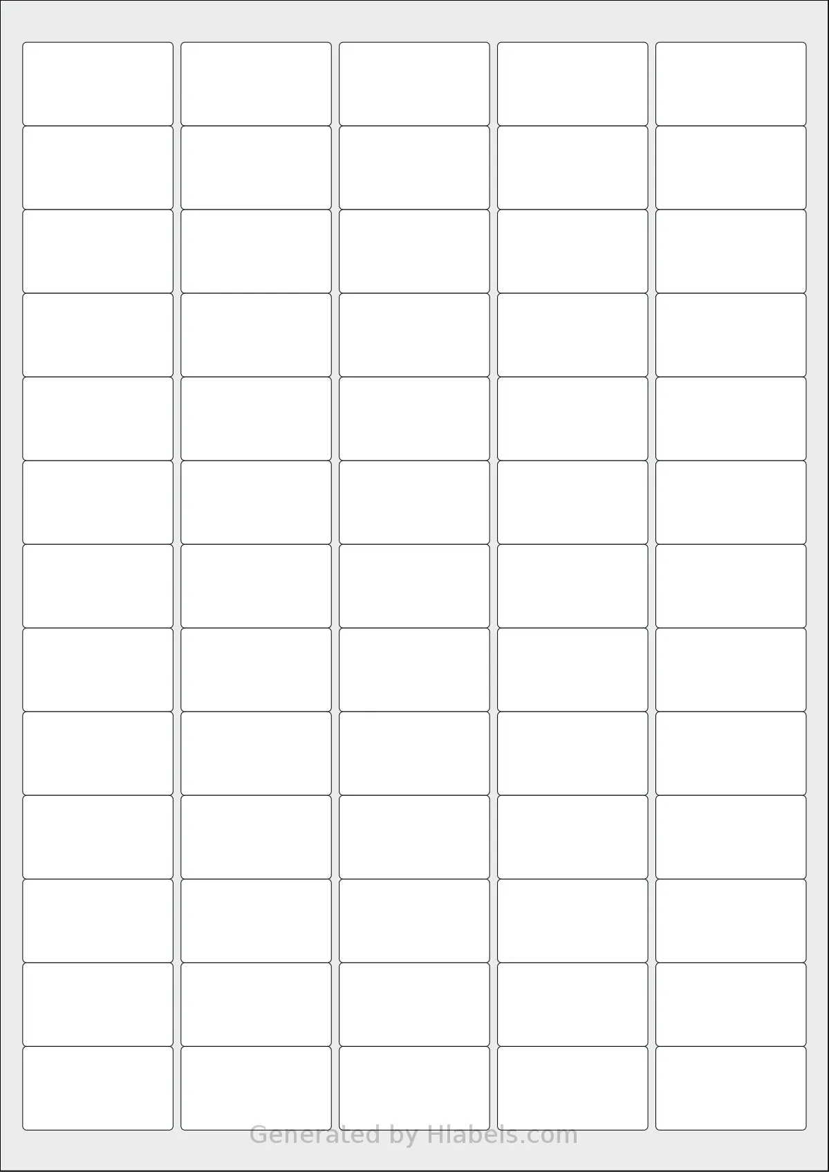 AALabels® AAS065 template with 65 rectangular 38.1 x 21.2 millimeter labels per sheet, on A4-size adhesive blank label sheets.