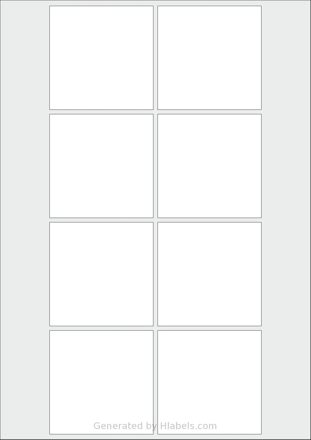 AALabels® AASA08 template with 8 square 70 x 70 millimeter labels per sheet, on A4-size adhesive blank label sheets.