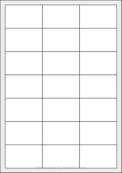 AALabels® AAU021 template with 21 rectangular 64 x 40 millimeter labels per sheet, on A4-size adhesive blank label sheets.
