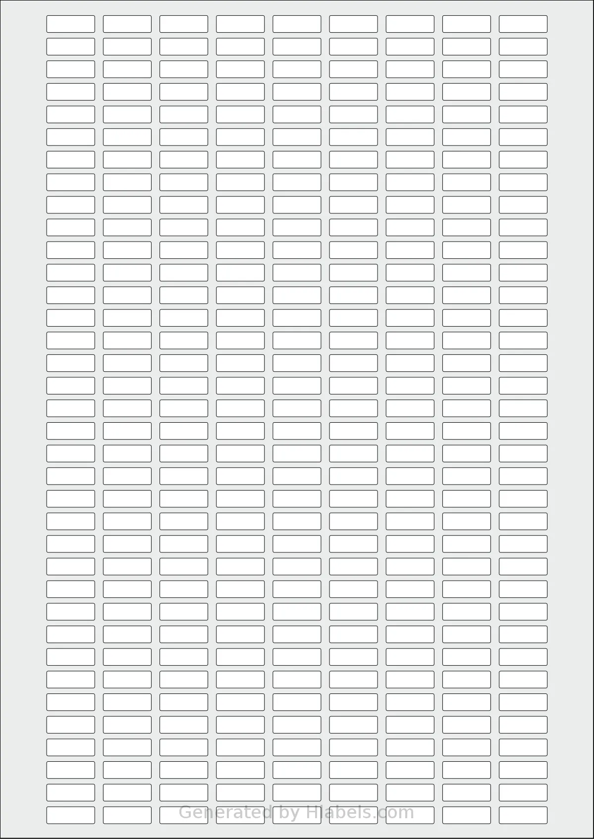 AALabels® AAU324 template with 324 rectangular 17 x 6 millimeter labels per sheet, on A4-size adhesive blank label sheets.