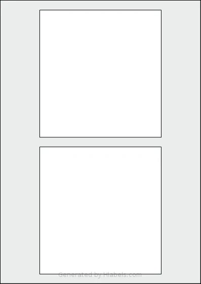 AALabels® AAXX02 Template AALabels® AAXX02 template with 2 rectangular 127 x 133 millimeter labels per sheet, on A4-size adhesive blank label sheets.