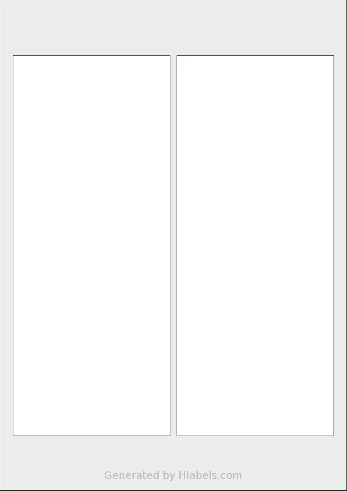 AALabels® AAY002 template with 2 rectangular 95 x 230 millimeter labels per sheet, on A4-size adhesive blank label sheets.