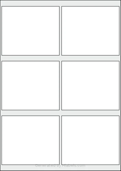 AALabels® AAY006 template with 6 rectangular 100 x 85 millimeter labels per sheet, on A4-size adhesive blank label sheets.