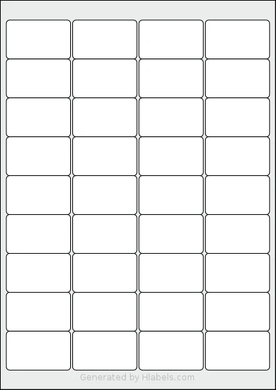 AALabels® S036 template with 36 rectangular 48.9 x 29.6 millimeter labels per sheet, on A4-size adhesive blank label sheets.