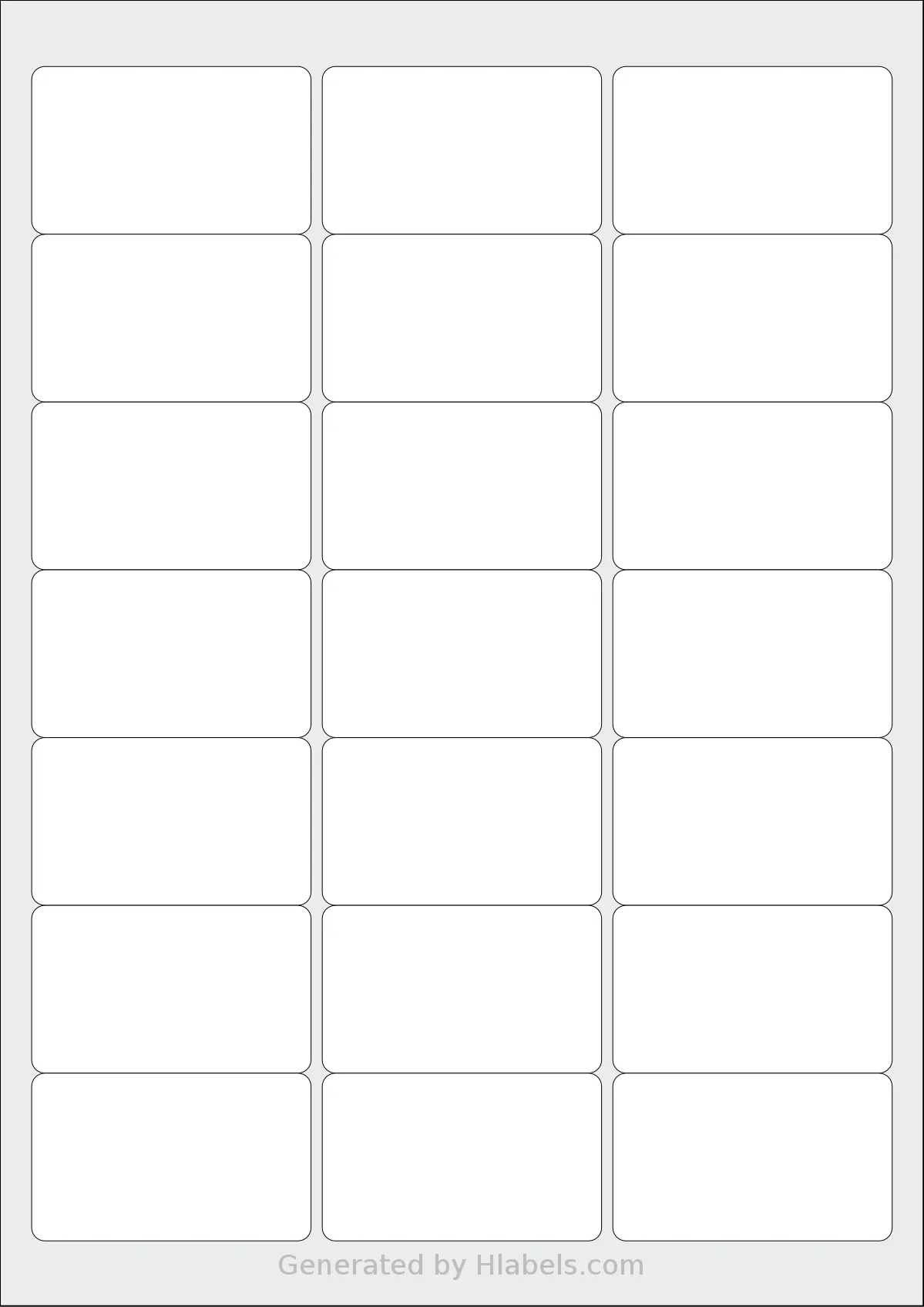 Apli® 01992 template with 21 rectangular 63.5 x 38.1 millimeter labels per sheet, on A4-size adhesive blank label sheets.