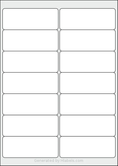 Apli® 01998 template with 14 rectangular 99.1 x 38.1 millimeter labels per sheet, on A4-size adhesive blank label sheets.