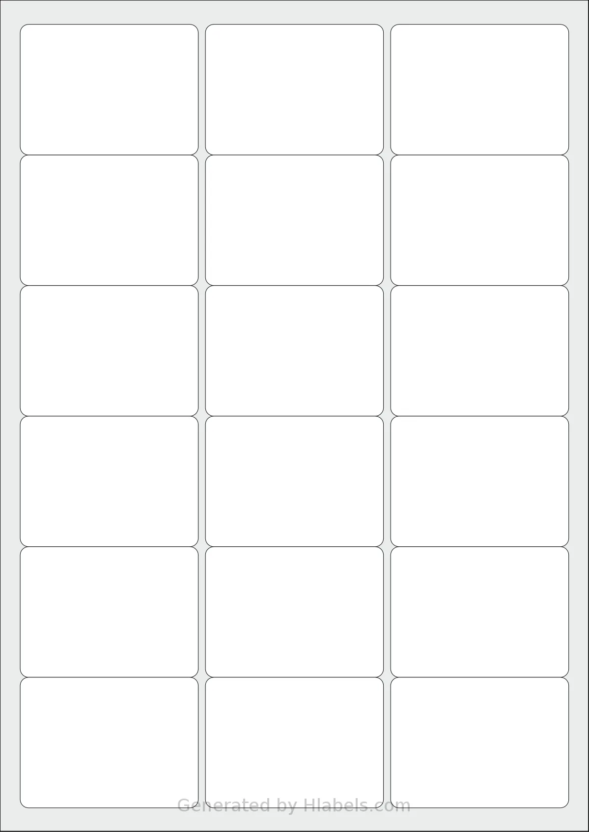 Apli® 02415 template with 18 rectangular 63.5 x 46.6 millimeter labels per sheet, on A4-size adhesive blank label sheets.