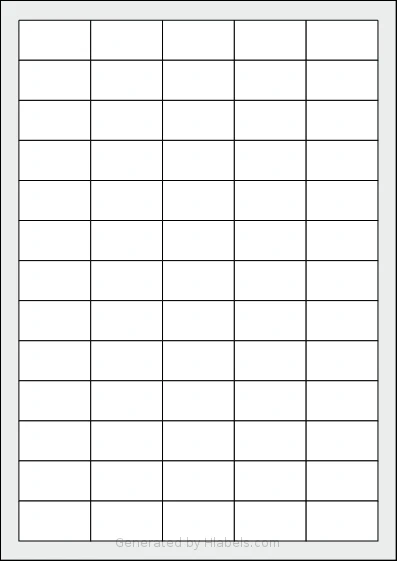 Apli® 03052 Template Apli® 03052 template with 65 rectangular 38 x 21.2 millimeter labels per sheet, on A4-size adhesive blank label sheets.