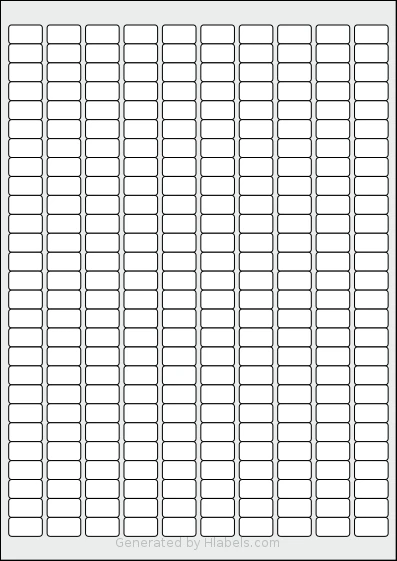 Apli® 10197 template with 270 rectangular 17.8 x 10 millimeter labels per sheet, on A4-size adhesive blank label sheets.