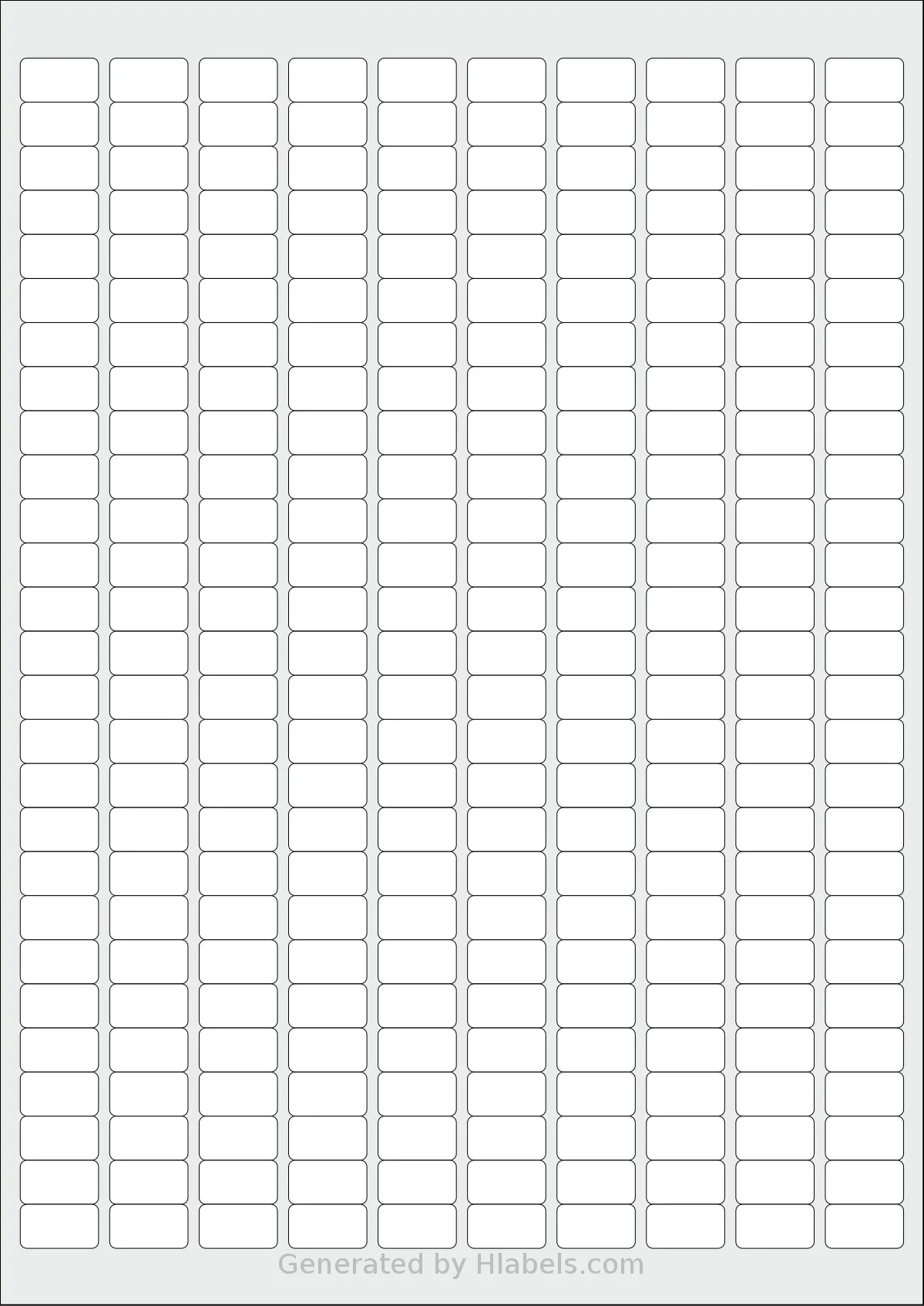 Apli® 10197 template with 270 rectangular 17.8 x 10 millimeter labels per sheet, on A4-size adhesive blank label sheets.