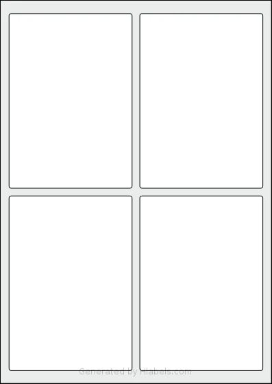 Avery® 135x95-R template with 4 rectangular 95 x 135 millimeter labels per sheet, on A4-size adhesive blank label sheets.