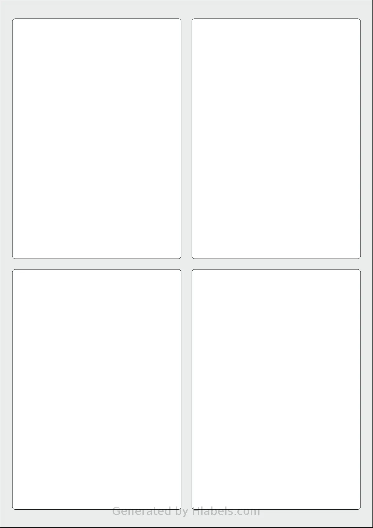 Avery® 135x95-R template with 4 rectangular 95 x 135 millimeter labels per sheet, on A4-size adhesive blank label sheets.