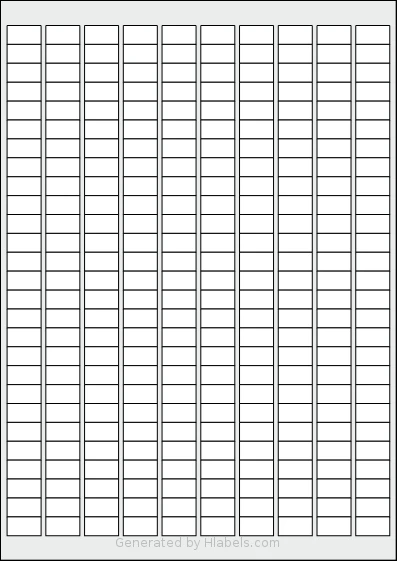 Avery® 1810 template with 270 rectangular 18 x 10 millimeter labels per sheet, on A4-size adhesive blank label sheets.