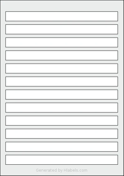 Avery® 190x16-R template with 12 rectangular 190 x 16 millimeter labels per sheet, on A4-size adhesive blank label sheets.