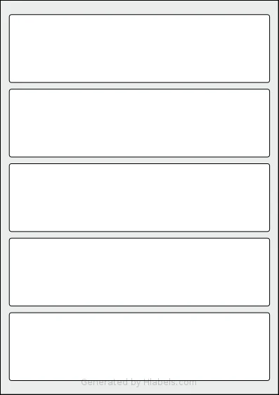 Avery® 196x51-R template with 5 rectangular 196 x 51 millimeter labels per sheet, on A4-size adhesive blank label sheets.