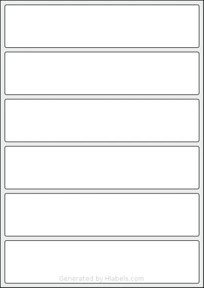 Avery® 200x44-R template with 6 rectangular 200 x 44 millimeter labels per sheet, on A4-size adhesive blank label sheets.
