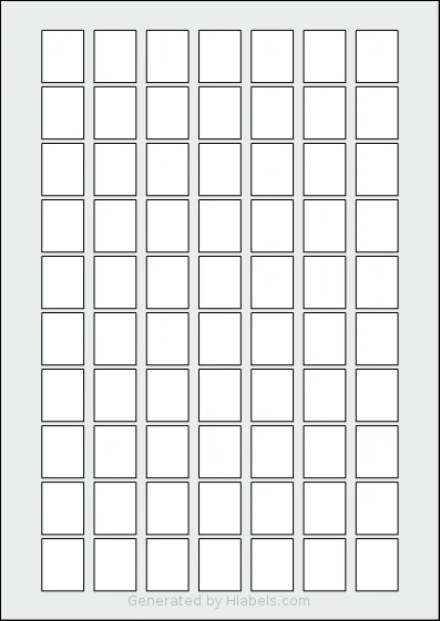Avery® 2025 template with 70 rectangular 20 x 25 millimeter labels per sheet, on A4-size adhesive blank label sheets.