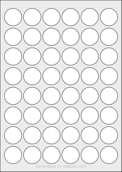 Avery® 30 Template Avery® 30 template with 48 circle labels per sheet, each 30 millimeter in diameter, on A4-size adhesive blank label sheets.