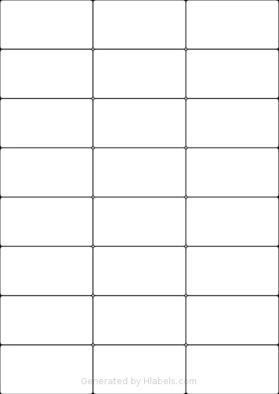 Avery® 3474 template with 24 rectangular 70 x 37.12 millimeter labels per sheet, on A4-size adhesive blank label sheets.