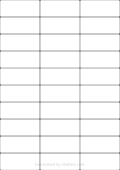 Avery® 3489 template with 30 rectangular 70 x 29.7 millimeter labels per sheet, on A4-size adhesive blank label sheets.